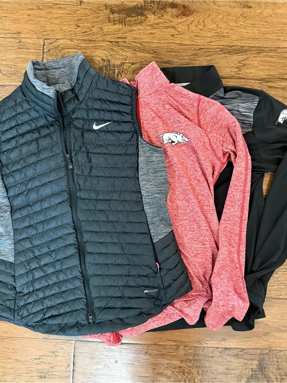 Arkansas Razorbacks Nike Women's Black Quilted Puffer Vest & Dri Fit Pullovers